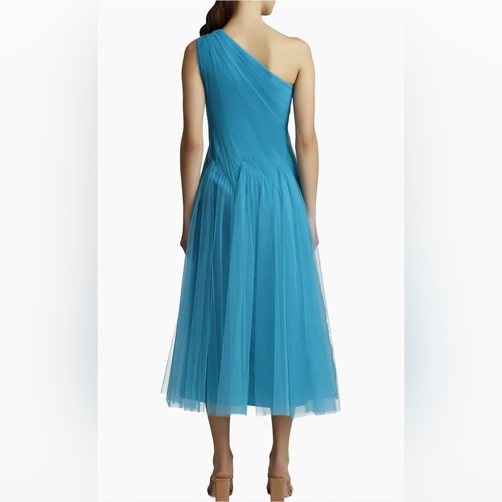 Zac Posen One-Shoulder Tulle Midi-Dress Color Peacock NWT - Picture 5 of 8